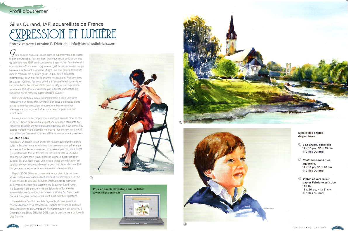 Article revue l'Aquarelliste 06 2013